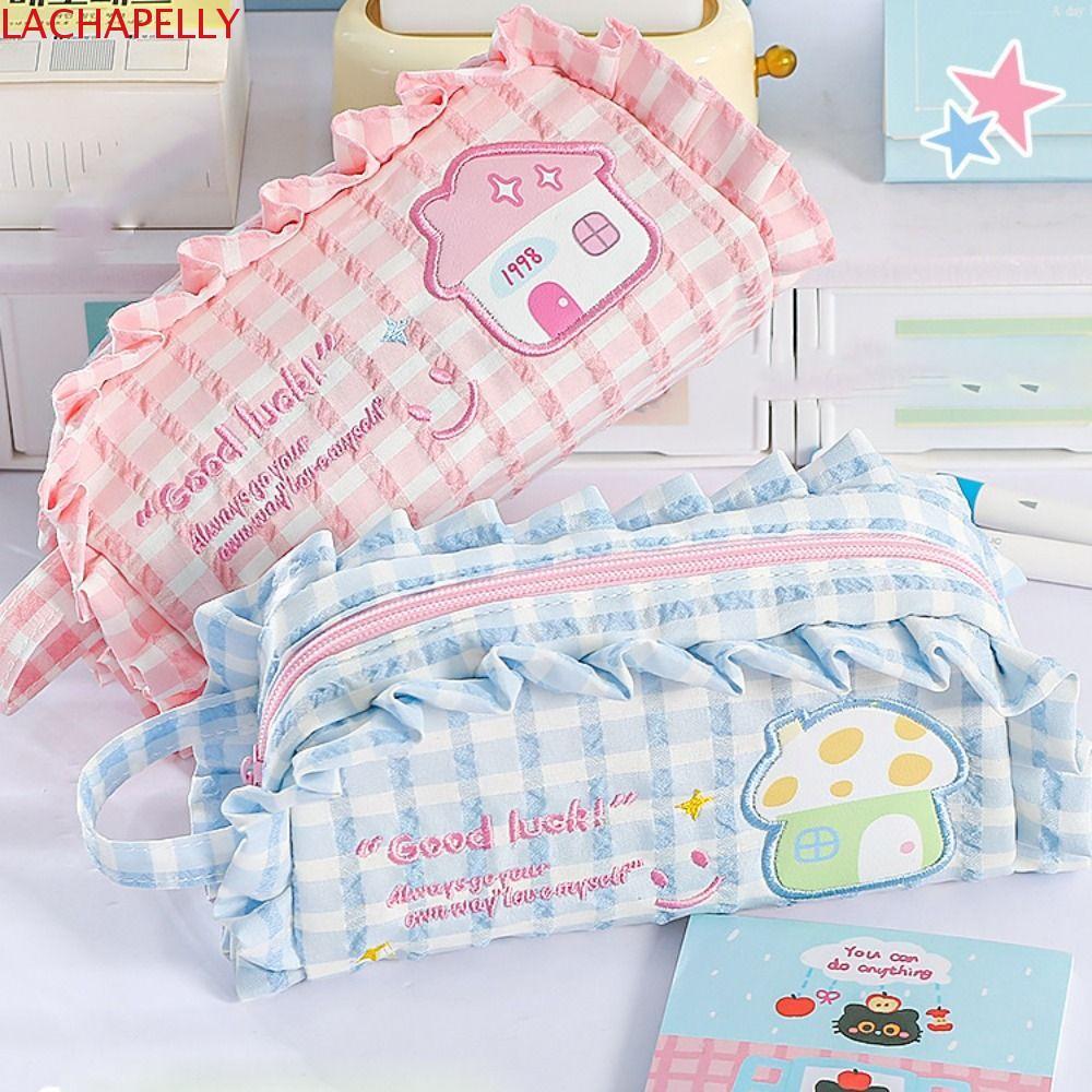 LACHAPELLY Dopamine House กระเป๋าดินสอ, กระเป๋าเก็บเครื่องเขียนซิปความจุขนาดใหญ่, Ins Fashion Creati