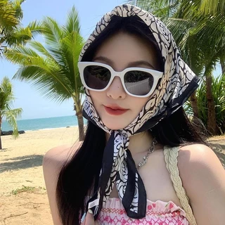Miss_J พร้อมส่งจากกทม🎀ผ้าพันคอซาติน ผ้ามัดผมเกาหลี ลายสวยสีสดใส 70*70ซม