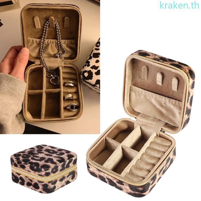 KRA Compact Leopard Print Jewelry Carry Case Travel Friendly Leopard Jewelry Pouch Practical Accesso