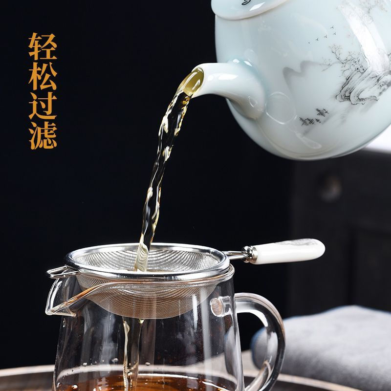 New Product#Ceramic Handle Tea Strainer Tea Filter Kung Fu Tea Accessories Stainless Steel Tea Infus