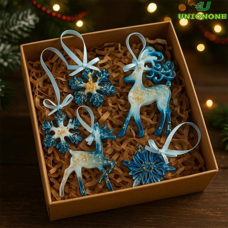 Waterproof Resin Reindeer Snowflake Christmas Ornament Quick Easy Installation