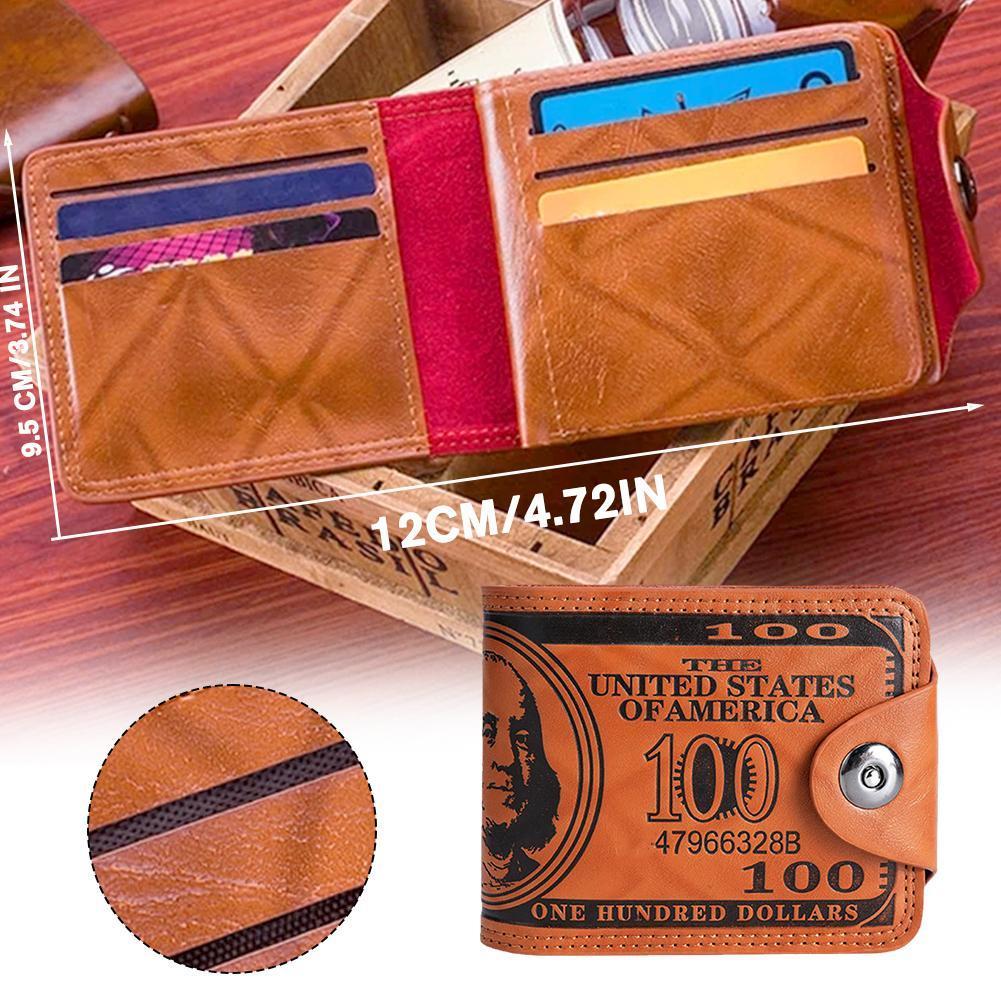 กระเป๋าสตางค์ผู้ชาย US Dollar Bill Bifold Wallet พร้อมหัวเข็มขัดแม่เหล็กสําหรับผู้ชาย K1W7