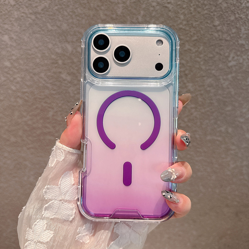 เคสสําหรับ iPhone 17 Air 16 15 14 13 12 11 Pro Max 16 Plus Gradient Magnetic Clear ฝาหลัง
