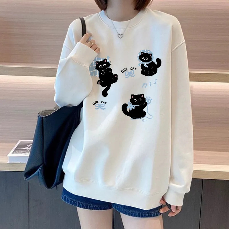 เสื้อสเวตเตอร์คอกลมแขนยาวสำหรับผู้หญิง แฟชั่นใหม่ สำหรับฤดูใบไม้ร่วงและสวมใส่ได้หลากหลายโอกาส