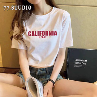 COD（พร้อมส่งจากกทม มาถึงใน 2วัน）เสื้อครอปแขนสั้น ผ้าคัตคอน น…