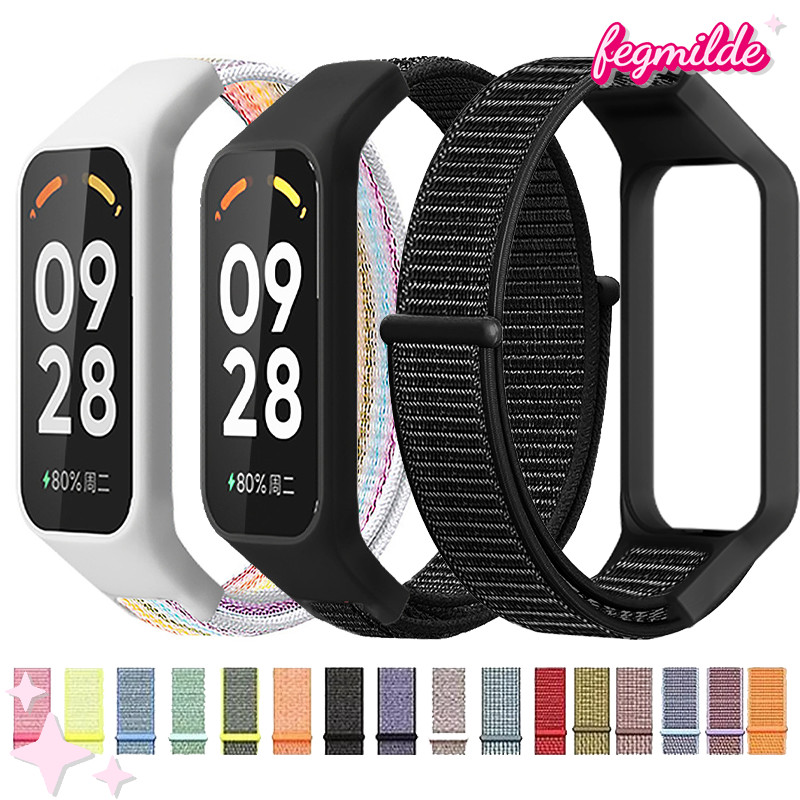 สายเคสไนลอนแบบสปอร์ต for Smartwatch Xiaomi Mi Band 8 Active แผ่นกันรอยหน้าจอพร้อมสายคล้อง for Redmi Band 2