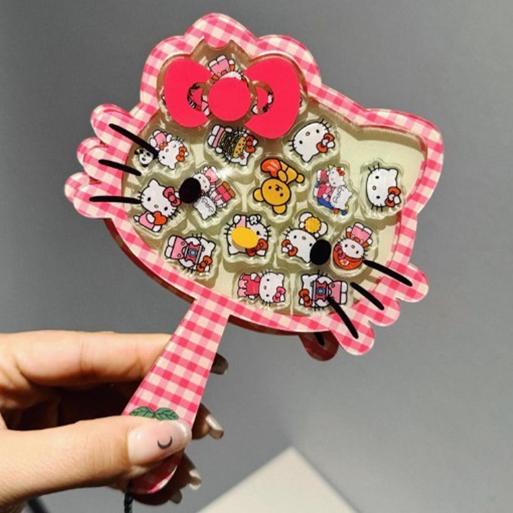 Shake Shake กระจกคิตตี้สีลูกกวาดกระจกเครื่องสําอางเครื่องมือแต่งหน้าแฟชั่น Handhold I6j2