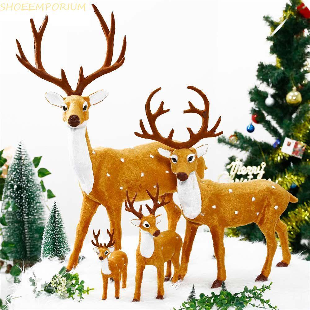 SHOEEMPORIUM จําลองกวางทําด้วยมือน่ารักเดสก์ท็อปรุ่นปีใหม่ Xmas Reindeer เครื่องประดับ