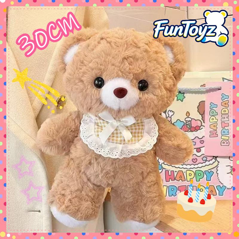 COD ตุ๊กตาหมีน้อย ลูกไม้ผูกโบว์หมีน้อย 30cm น่ารักและอ่อนนุ่ม ของขวัญวันเกิด ของขวัญสำหรับเด็กผู้หญิง ตุ๊กตาขนนุ่ม