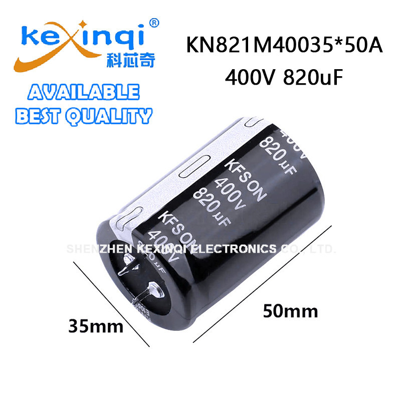 (1 ชิ้น) 400V 820uF D35xL50 มม.1.38x1.97in KN821M40035*50A Snap-In ตัวเก็บประจุอลูมิเนียมอิเล็กโทรลี