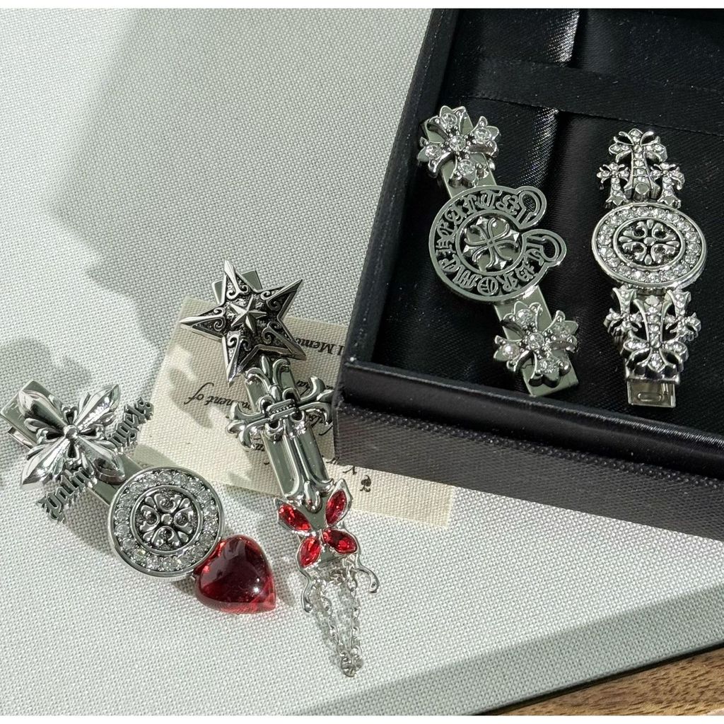 High-End Crow หวาน Cool สไตล์คลิปผมเงินผสม Distressed Retro ด้านข้างคลิป Bangs คลิป Headdress หญิง q