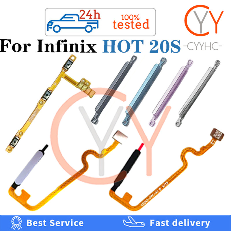 สําหรับ Infinix Hot 20S X6827 กลับปุ่ม Home สแกนลายนิ้วมือเซ็นเซอร์กลับปุ่มปรับระดับเสียงสวิตช์ไฟเปิดปุ่ม Flex Cable