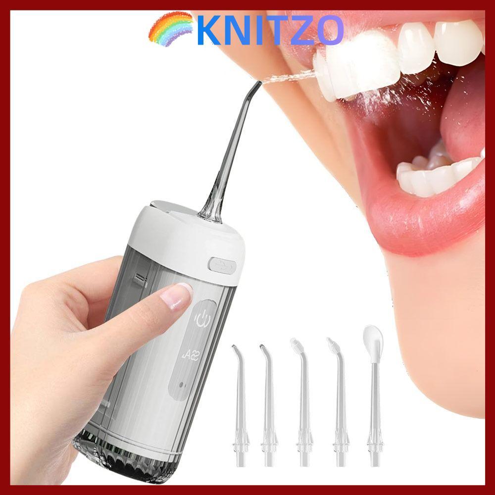 KNITZO Water Flosser, Gum Care 5 Jet Tip Water Jet Floss, 3 โหมด 200ml USB ชาร์จไฟฟ้าทําความสะอาด