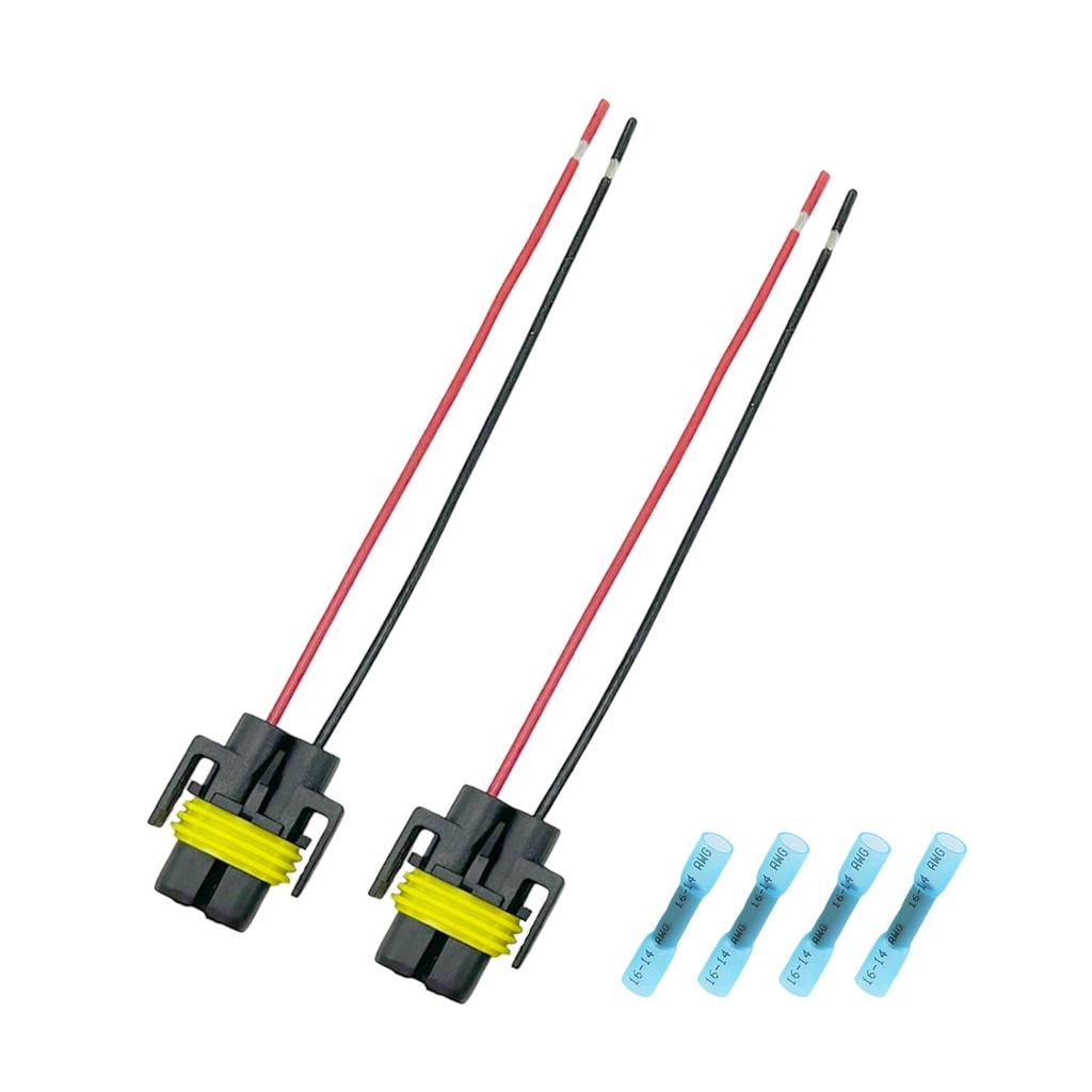 H11 H8 สายไฟทองแดงและแจ็คเก็ตเทฟลอน - ไฟตัดหมอกไฟหน้า Pigtail Connector Plug Kit, Low Beam Socket Ad