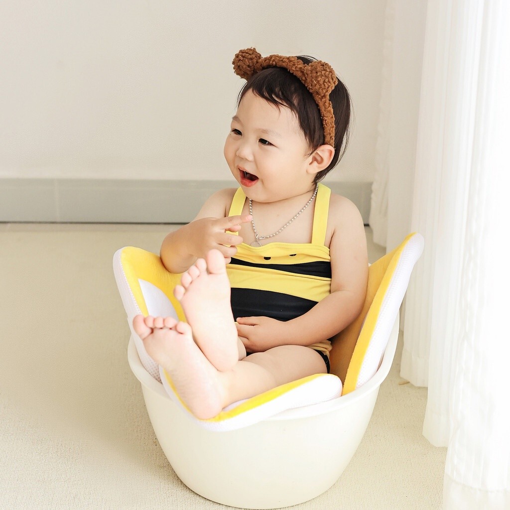 [Sponge material]ins Spine Protection Baby Bath Bath Mat Newborn Household Flower Bath Mat Baby Bath