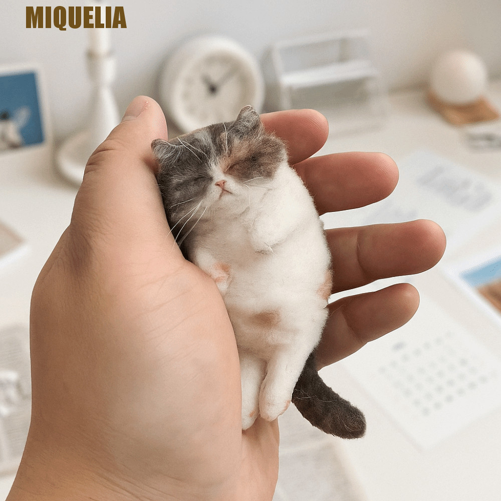 MIQUEL Cat Wool Needle Felting Kit, Beginner Friendly Handmade Wool Felt Cat Material Bag, Creative Craft Craft Craft Plush DIY Handmade DIY วัสดุกระเป๋าเริ่มต้น Craft
