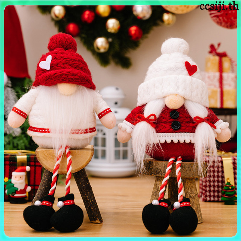 2 ชิ้นคริสต์มาส Gnome ตุ๊กตาเดสก์ท็อปตกแต่ง Gnome คริสต์มาส Gnome ถัก Gnome เครื่องประดับ ccsiji