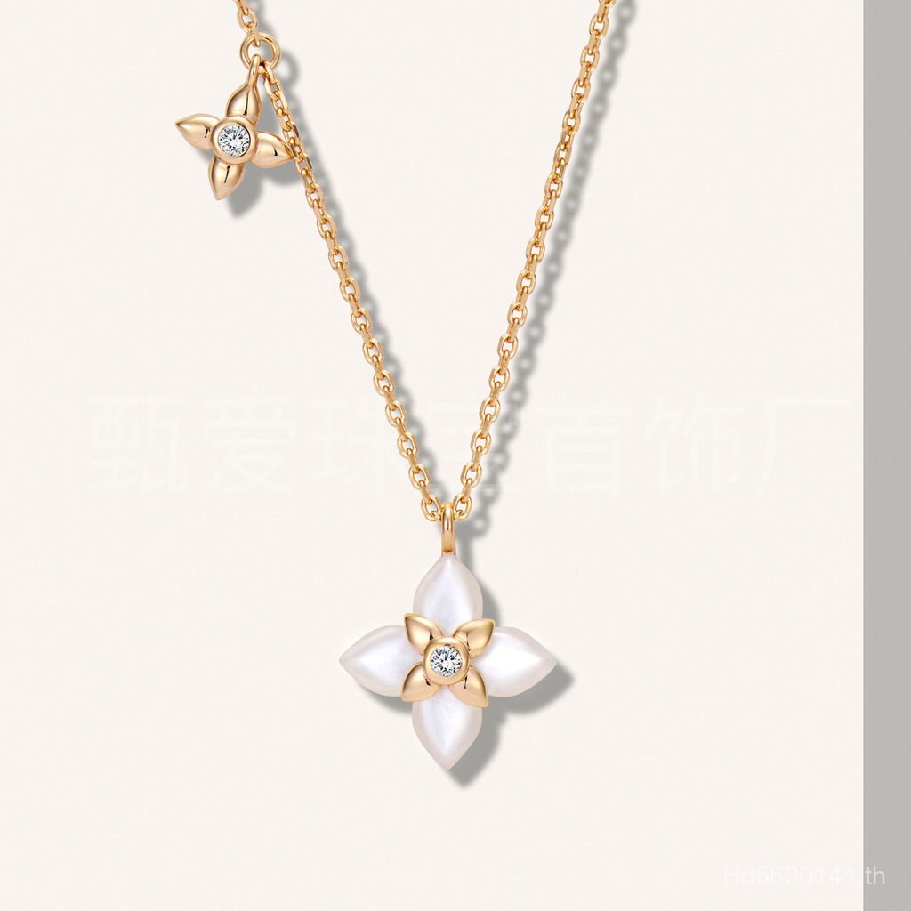 Niche หญิง Influencer Clavicle Chain เงินหินธรรมชาติ 18kins สไตล์อารมณ์สไตล์เกาหลี Lucky 925 สร้อยคอ