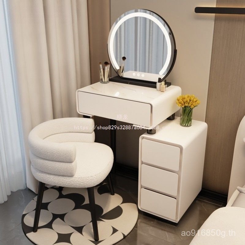 ห้องนอน Small Slate โต๊ะเครื่องแป้งสไตล์ใหม่ครีมโมเดิร์น Mini 2024 โต๊ะเครื่องแป้งตู้เก็บ Xiaolong S