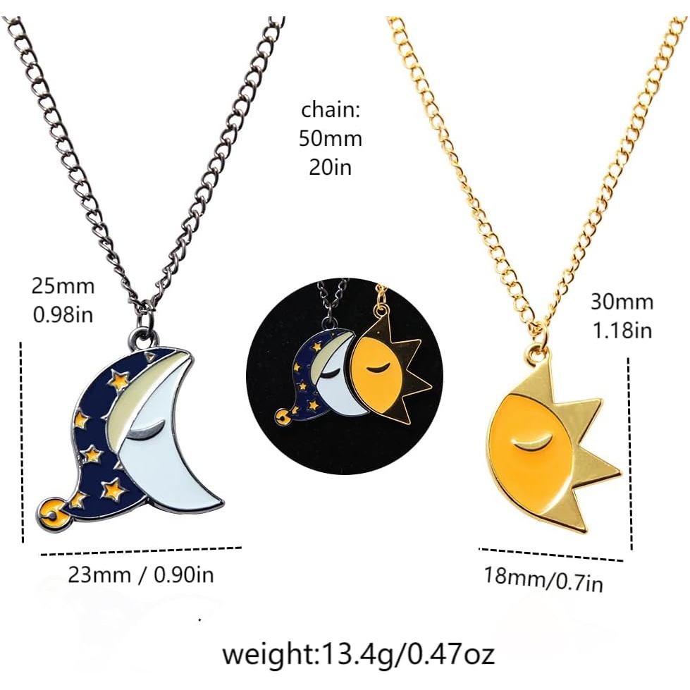 FNAF Sun & Moon Friendship Necklace - 5 Night Freddy Fazbear Chain - FNAF Costume Gift for Kids Men 