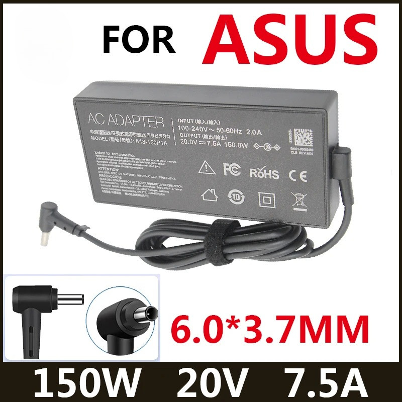 20V 7.5A 150W 6.0*3.7 มม.AC โน้ตบุ๊คแล็ปท็อปอะแดปเตอร์สําหรับ ASUS Rog FX95D VX60G TUF Gaming A15 FX