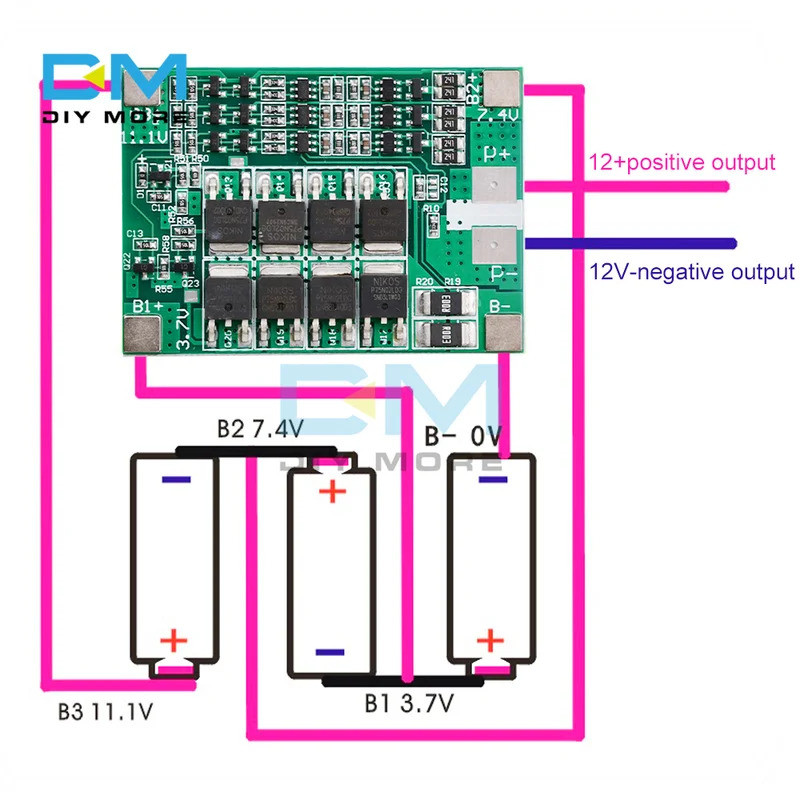 BMS 3S 12V 40A Balancer 18650 แบตเตอรี่ลิเธียมป้องกัน 3S BMS Li-ion Charger ชาร์จพร้อม Balance