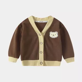 MooDeng Baby เสื้อกันหนาวเด็กหญิง ผ้าลูกฟูก นิ่มใส่สบาย เสื้อแขนยาว สีสดใส น่ารัก กระดุม ลายน่ารัก