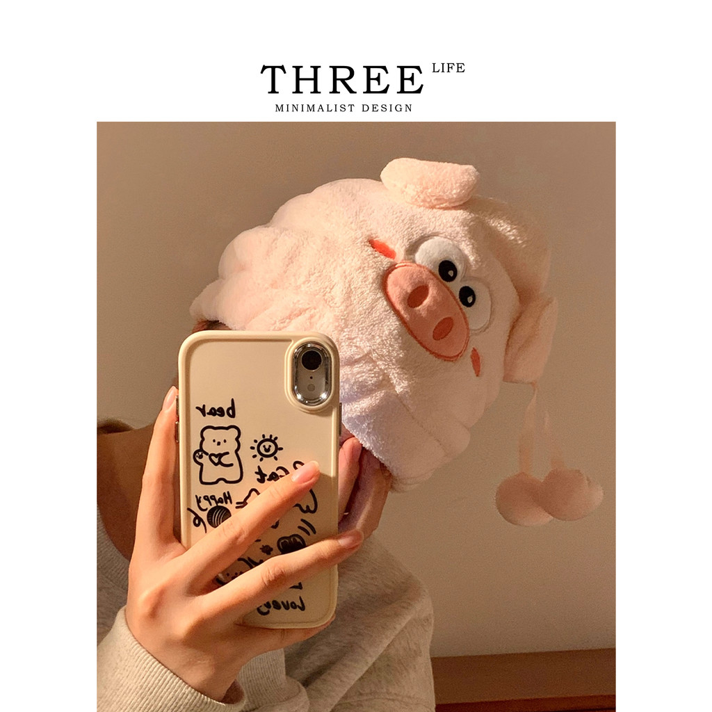 Tlife · เมคอัพ · หมวกคลุมผมแห้ง น่ารัก Ugly Cute Piggy Super Absorbent Quick-Drying ผ้าขนหนูหนา | แต