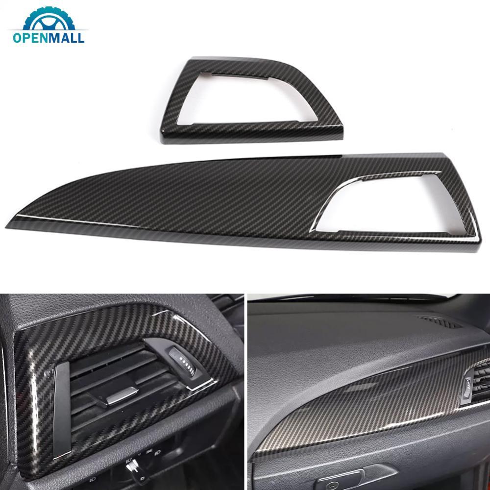 OPENMALL 2 ชิ้นรถภายในด้านข้าง Air Outlet Vent ฝาครอบแดชบอร์ดแผงผู้โดยสาร ABS Texture Trim สําหรับ B