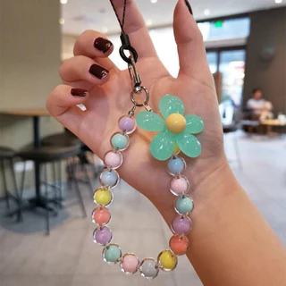 365mallshop(057）สายคล้องโทรศัพท์ ห่วงโซ่โทรศัพท์มือถือลูกปัด ดอกไม้ลูกปัดโซ่