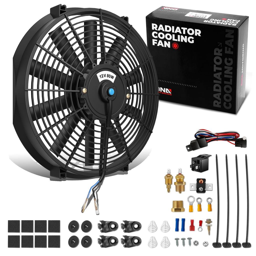 DNA MOTORING 14 นิ้วเตาอบไฟฟ้าพัดลมระบายความร้อน Thermostat สายไฟสวิทช์รีเลย์ชุด, Universal High Per