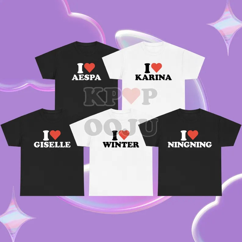 เสื้อยืด unisex ลายรัก aespa พร้อมภาพเก๋สำหรับแฟนคลับ