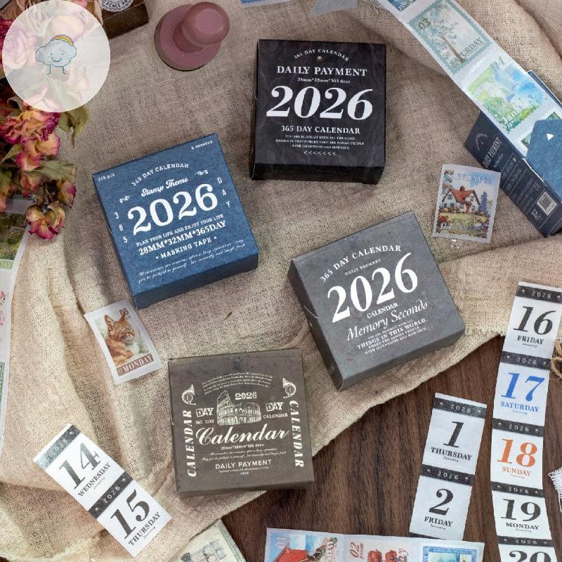 TWOE Journal GO 365pcs Vintage 365 วันชีวิตทุกวัน Washi สติกเกอร์เทปสําหรับ Collage Junk Journal Pla