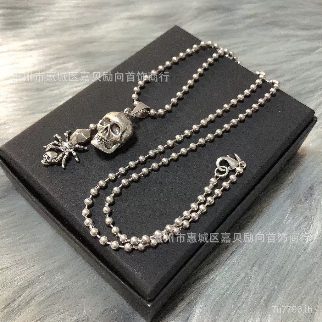 จี้ผีหัวกะโหลกอินเทรนด์ข้าวสาลีบ้านโอ้อวดหัวล้านพังก์จี้ยุโรปสไตล์อเมริกันแฟชั่นผู้ชายผู้หญิงสร้อยคอ