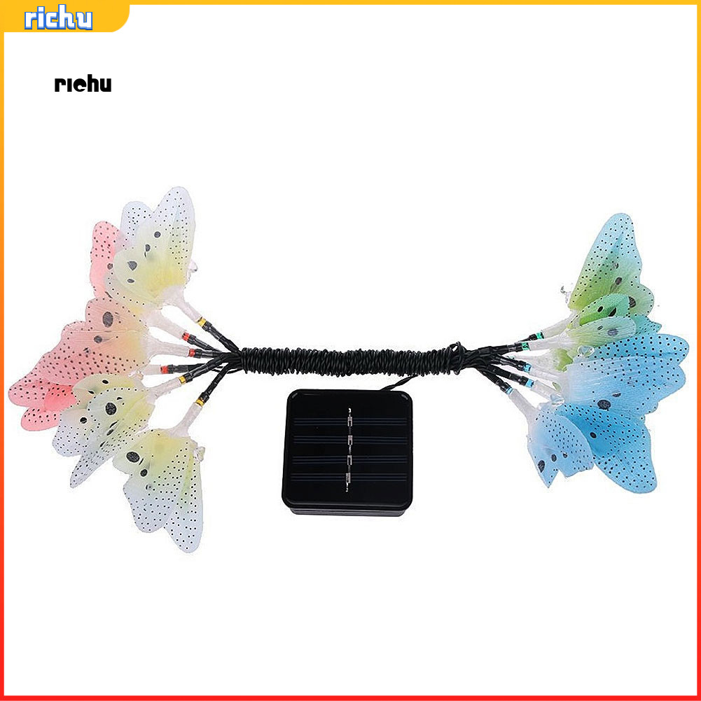 [Richu] 12/20 LED พลังงานแสงอาทิตย์ Fibre Optic ผีเสื้อ Dragonfly String Light ตกแต่งสวน