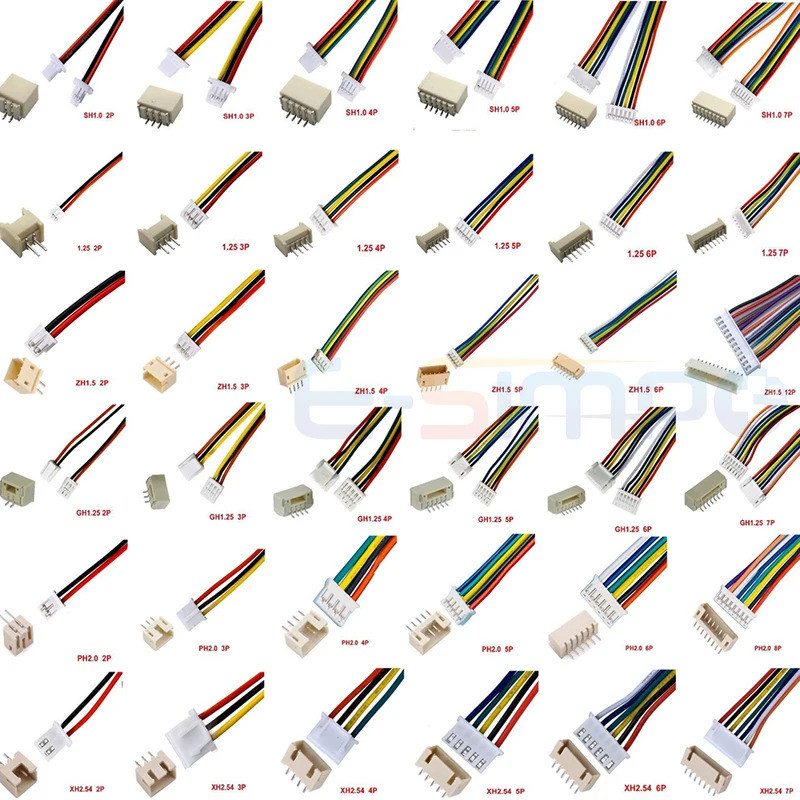 10 ชุด SH1.0 JST1.25 ZH1.5 PH2.0 XH2.54 JST Connector หญิง 10/20/30 ซม.สาย + ชาย Pin 2/3/4/5/6/7/8/9