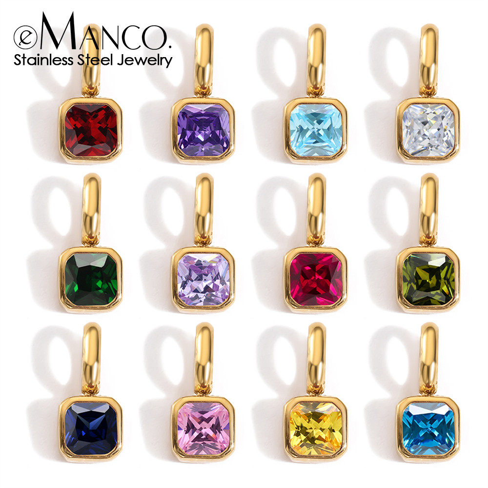 จี้บอร์ธสโทน 12 สี EManco พร้อมซิริกอน สำหรับสร้อยคอยกระดูก ключица ของขวัญวันเกิดสำหรับผู้หญิง