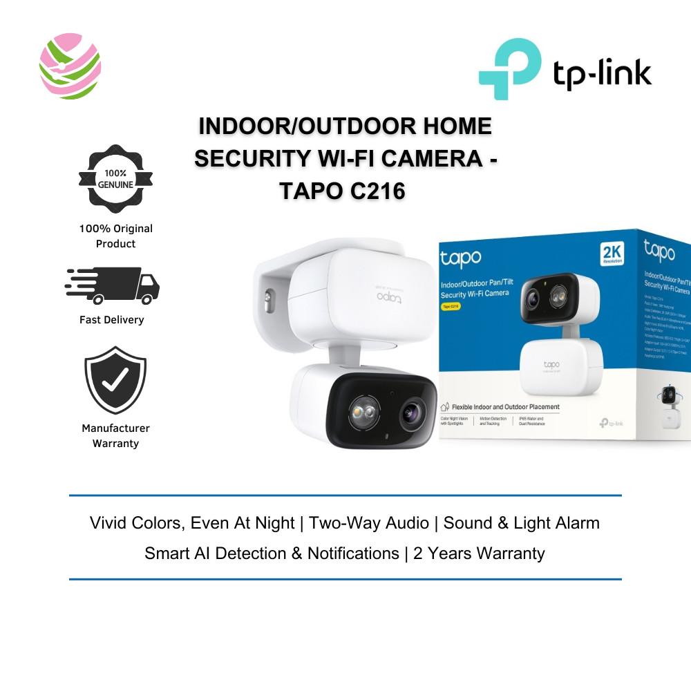 TP-Link กล้อง Wi-Fi รักษาความปลอดภัยภายในบ้านในร่ม/กลางแจ้ง - Tapo C216