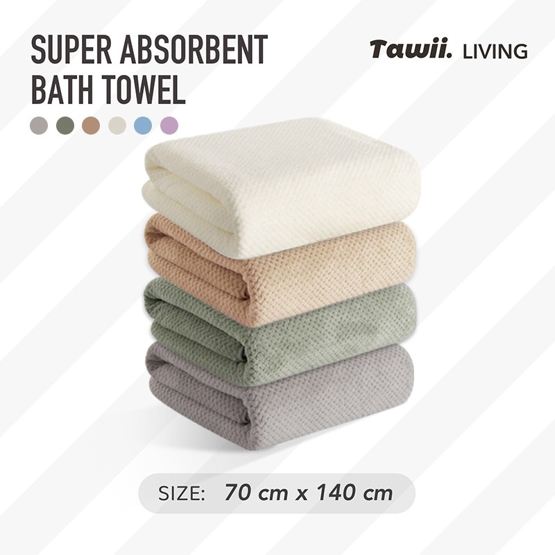 Tawii. ผ้าเช็ดตัว 70*140cm ขนาดใหญ่ ผ้าขนหนู พันทั้งตัว ไมโครไฟเบอร์ แห้งไว