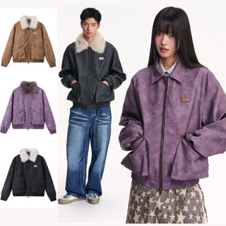 SUIKONE แจ็คเก็ตผ้าฝ้ายนิ่ม สไตล์อเมริกันย้อนยุค สามารถถอดขน…