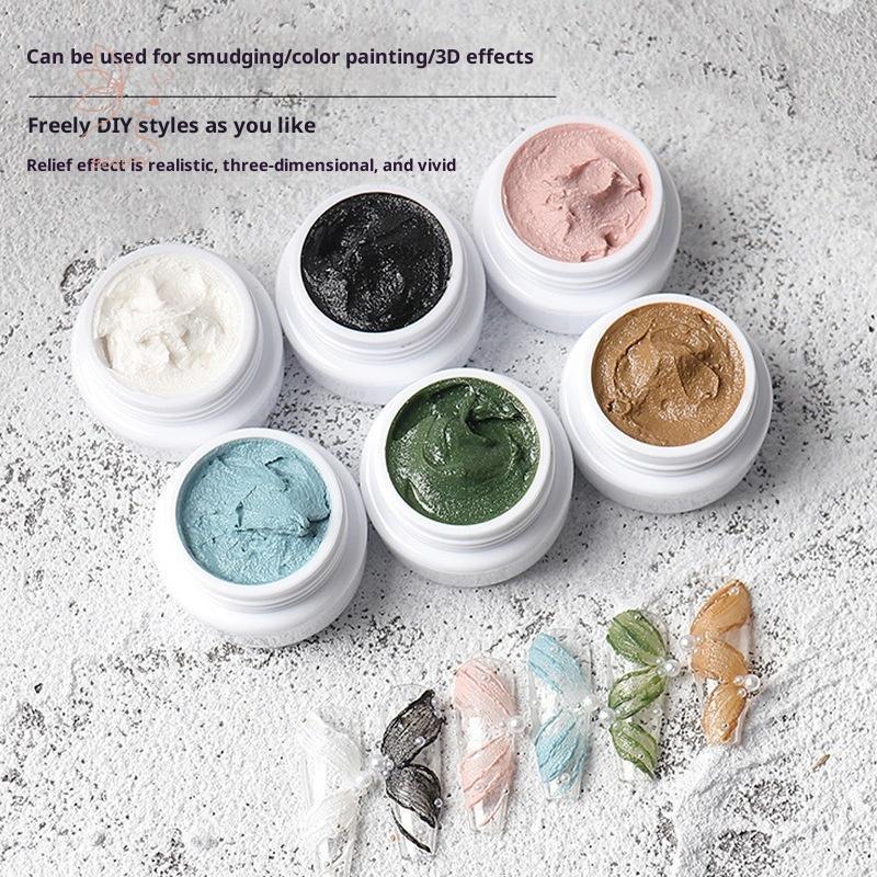 [maybeauty] 6 สีเจลวาดเล็บ 3D บรรเทาเจลยาทาเล็บเพ้นท์เล็บเจลเคลือบเงา