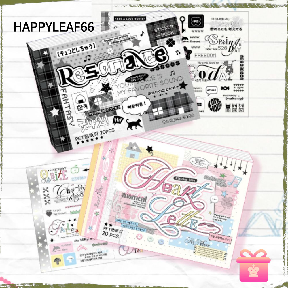 หนังสือสติกเกอร์ HAPPYLEAF66 Y2K, สติ๊กเกอร์ตกแต่งการ์ตูน 20 หน้า, การออกแบบน่ารักที่ถอดออกได้ DIY สติ๊กเกอร์วารสาร
