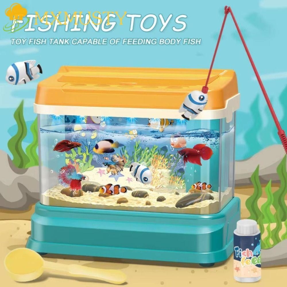 Mxmusty Artificial Aquarium Toy Creative Cartoon Simulation Fish Tank Toy Kids Cute Gift With Music 