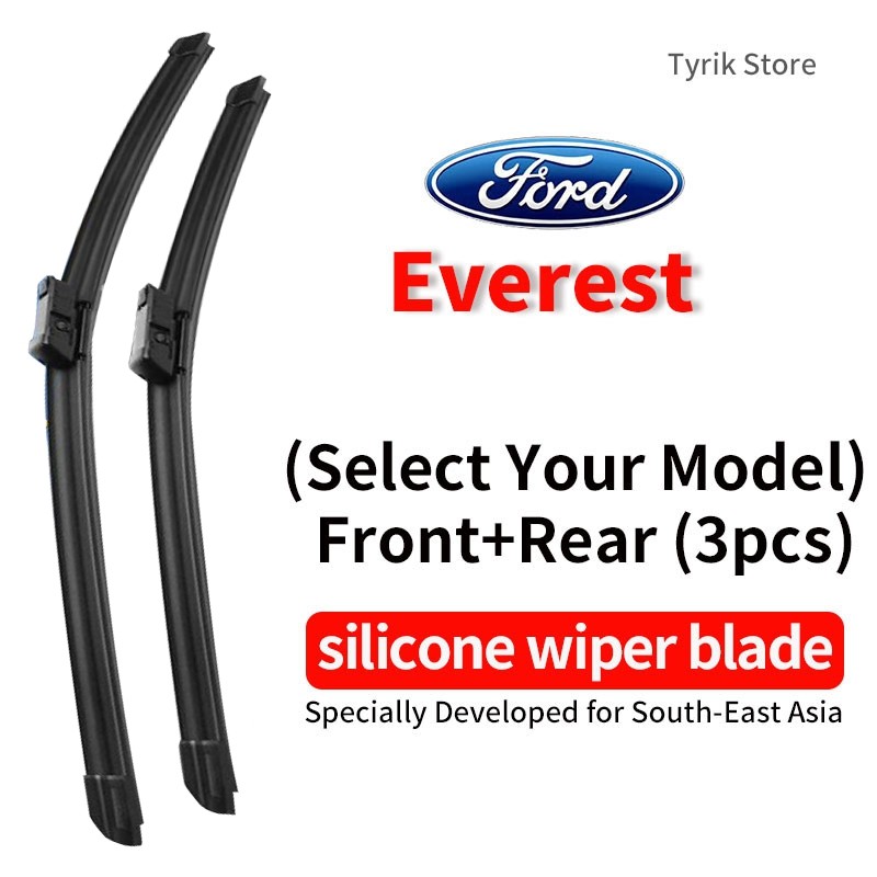 (หน้า+หลัง 3 ชิ้น) Ford Everest wiper blade ใบปัดน้ำฝน ชุดสำหรับ 2003-2023 EVERST Suv car กระจกหลัง wiper blade ใบปัดน้ำฝน แบบบานาน่า ซิลิโคน