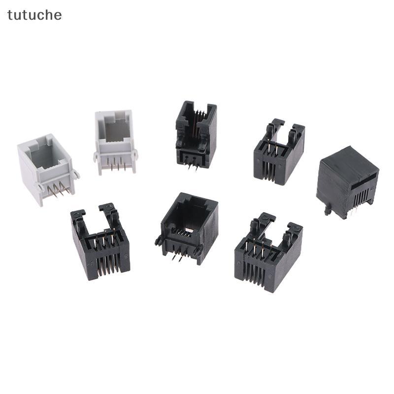 Tutu 10PCS RJ11 โทรศัพท์ซ็อกเก็ตโค้ง Pin 95001 4P4C 6P6C 6P4C หญิงแจ็ค Pcb Connector ซ็อกเก็ตโทรศัพท