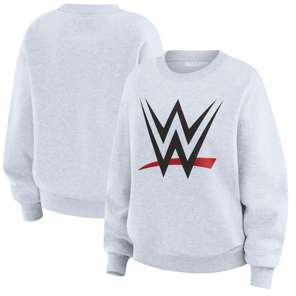 เสื้อกันหนาวสวมหัว WWE ใหม่ สีเทากับโลโก้ WWE ทรงหลวมรอบคอ เหมาะสำหรับใส่ลำลอง