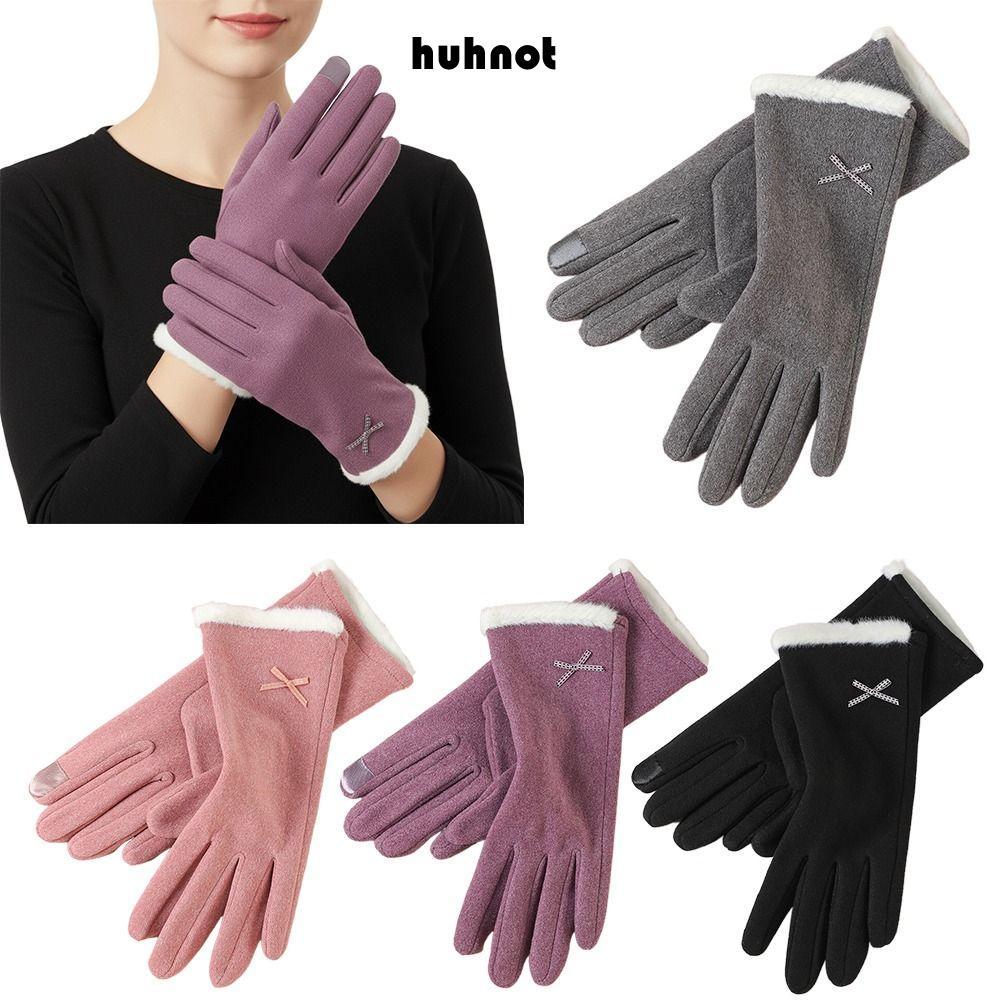 ถุงมือหน้าจอสัมผัส HUHNOT กันลม อุ่นสำหรับฤดูหนาวและขับรถ