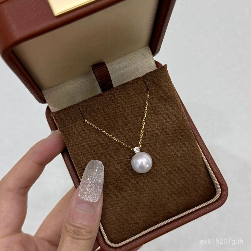 จี้ไข่มุกน้ำจืด ขนาด 12-13 มม. สไตล์คลาสสิกสีทอง 18K