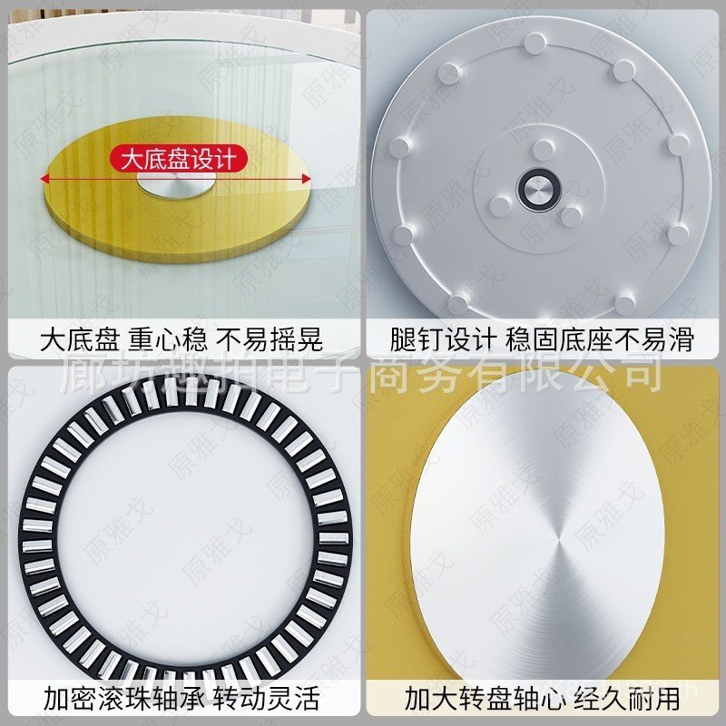 L6Y เดสก์ท็อปกระจกนิรภัยตารางหมุนขนาดใหญ่รอบรอบรอบตารางครัวเรือน Turntable ฐานตารางโต๊ะรับประทานอาหา