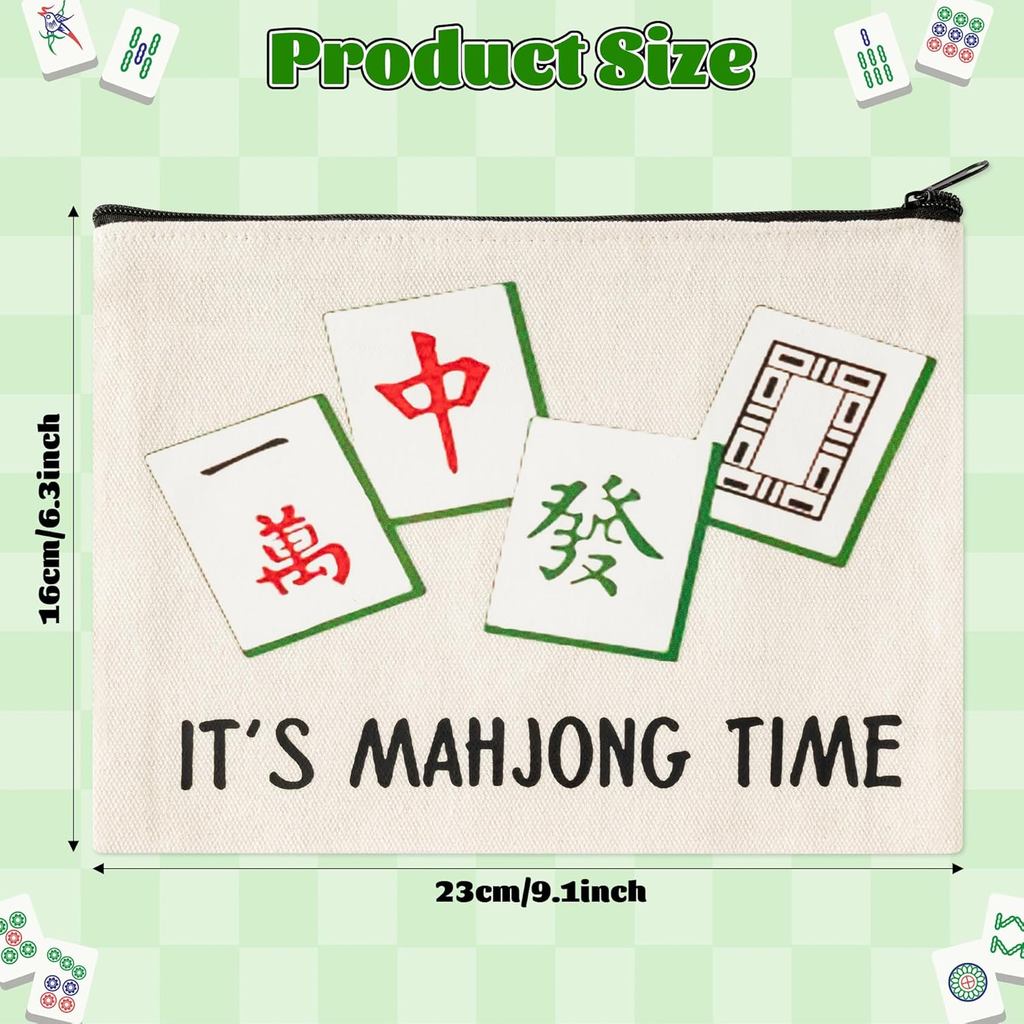 Funny Mahjong Makeup Bag - 4Pcs Lucky Mahjong Tiles Gifts Travel Toiletry Zipper Organizer Cosmetic 